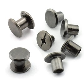 YXQ 50pcs Chicago Screw 5x6mm Slotted Binding Screws for Rivet Book Binding DIY Leather Craft Replacement Assembly, Black