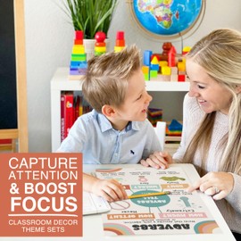 Hadley Designs Parts of Speech Posters For Classroom Must Haves - 12 English Grammar Posters for Classroom, Writing Process Language Arts Elementary & Middle School, Retro ELA Decor