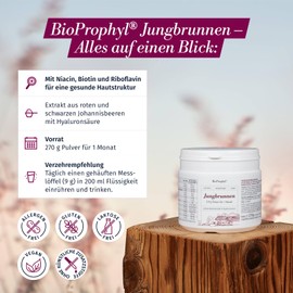 BioProphyl® Jungbrunnen - Polyphenol-containing extract of black and red currants, hyaluron, biotin, niacin, riboflavin for healthy skin structure - 270 g powder - certified, 100% vegan
