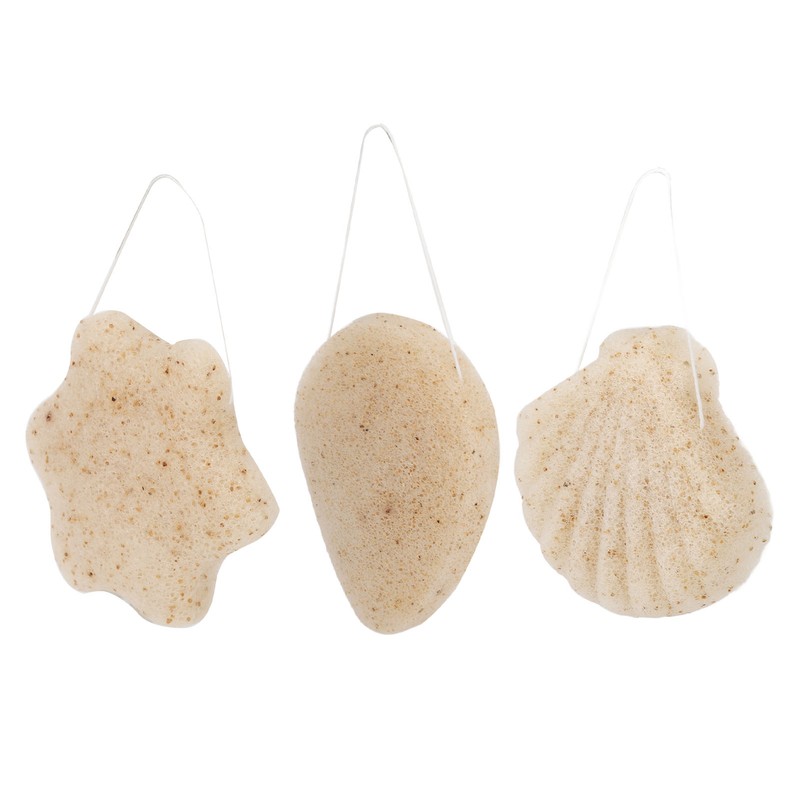 3pcs Walnut Powder Exfoliating Facial Sponge Soft Skin Cleansing Konjac