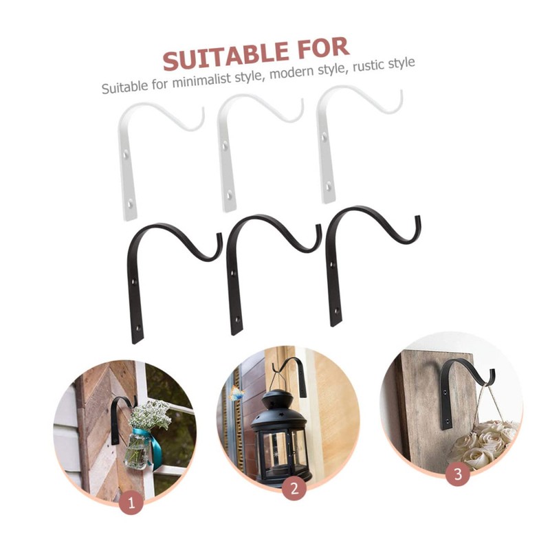 Mipcase 6pcs S Shape Wall Mounted Flower Basket Hooks Durable