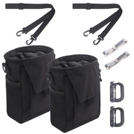 XTACER Tactical Dump Pouch,Utility Tool Bag Molle Pouches with Plastic Molle D Ring and Shoulder Strap and Metal Belt Clip for Men Women Outdoor Sport Traveling Use (Black (2-Pack))