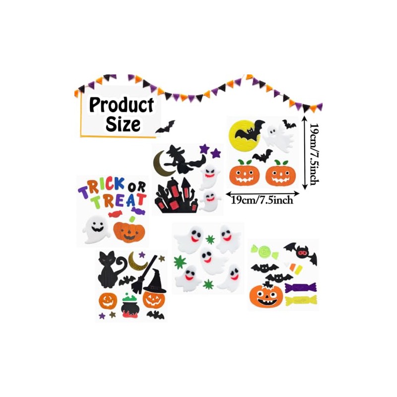 6Pcs Halloween Gel Window Clings for Indoor Home Decor