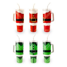 Hogg Christmas Tumbler 40oz - 2 Pack, Santa Tumbler and Elf Tumbler, Christmas Tumblers with Lids and Straws, Santa Claus Christmas Cup, Santa Mug, Christmas 40 oz Tumbler, Holiday Tumbler with Handle