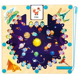Protado Magnetic Alphabet Maze,Montessori Toys Wooden Puzzle Activity Board for Toddler Preschool Learning, Fine Motor Skills Education Toys Ideal Present for Kids 3 4 5 Years Old Boys and Girls