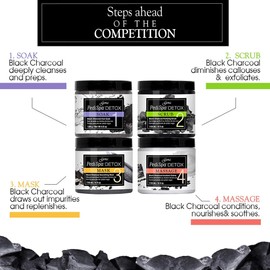 Gena Pedi Spa Detox Black Charcoal for Feet Detox and Rejuvenation, 4pc Kit