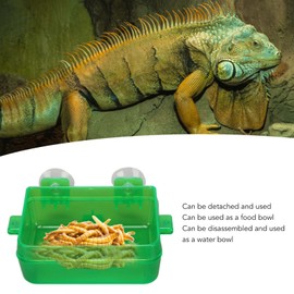 Zerodis Green Suction Cup Reptile Feeder, Gecko Lizard Escape Proof Food Water Bowl (S)