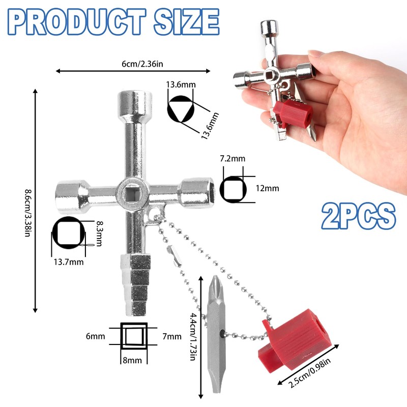 Multi-Functional Universal Cross Key Utility Key, Loft Hatch Key Square