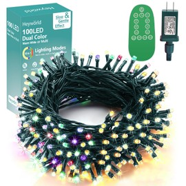 Heyworld 100LED Dual Color Changing Christmas Tree Lights,Warm White Multicolor Soft Twinkle Lights, UL Certified 10 Modes Fairy Lights with Remote Control 37ft End-to-End Connect, Indoor Outdoor Use