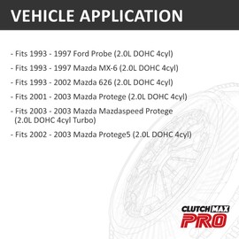 ClutchMaxPRO Performance Stage 3 Clutch Kit & Flywheel Compatible with 1993-1997 Ford Probe 1993-2002 Mazda 626 1993-1997 MX-6 2001-2003 Protege 2002 2003 Protege5 2.0L 4cyl (CP10055HDCFW-ST3)