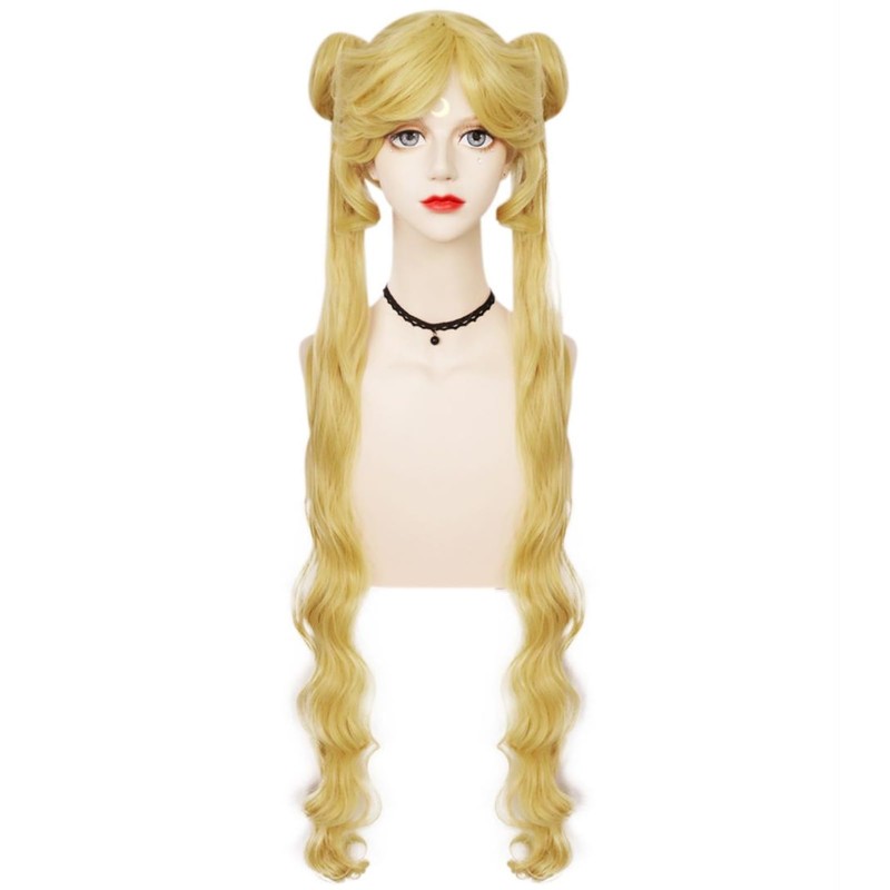 Peluca De Cosplay Con Coletas Largas Y Dobles Para Mujeres