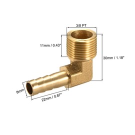 TA-VIGOR 1Pcs Brass Barb Hose Fitting, 90 Degree Elbow 8mm Barbed to 3/8PT Male Pipe Adapter Connector