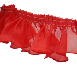 10 m x 8 cm Lace Ribbon, Ruffle Lace Ribbon, Lace Border, Ruffled Ribbon, Lace Trim, Decorative Ribbon for DIY Sewing Crafts, Hair Accessories, Wedding, Clothing Decoration, Red