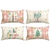 Artoid Mode Pink Diamond Plaid Nutcracker Tree Merry Christmas Cushion