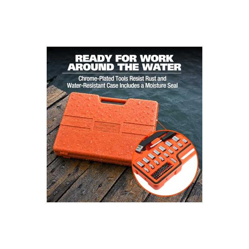 Great Neck MS125 125-Pc Marine Tool Set with Water-Resistant Boat