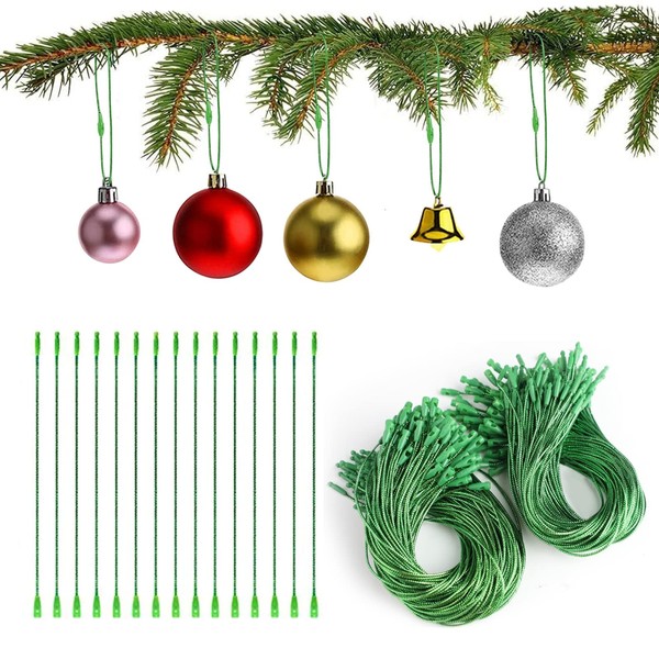 DERAYEE 200pcs Christmas Ornaments Snap String Spelling String Tag Fastener Price Tag String for Stores Tape Binding Tag String (Green)