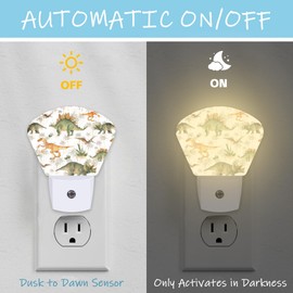 AKKAVNIA Night Light Watercolor Dinosaur Plug-in LED Dusk-to-Dawn Sensor Soft Night Lamp,Suitable for Home Bedroom Bathroom Hallway Stairs