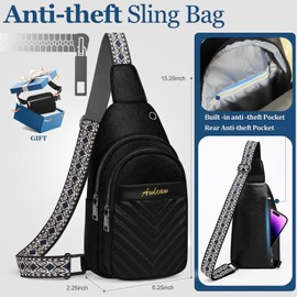 Awlcaw Crossbody bags Set, Faux Leather Small Sling Bag Fashion Shoulder Waist Packs Purse and Fanny Packs Set for Man and Women, Black