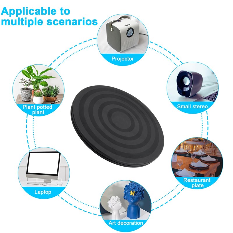 Black 20 cm Turntable, 360° Rotating Turntable, Plastic, Multi-Purpose Rotating