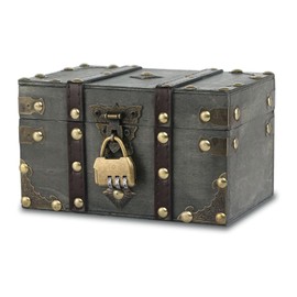 Forbabe Wooden Treasure Chest 18 x 11 x 10 cm - Vintage Treasure Chest with Lock Pirate Treasure Chest Children Gift Chest Treasure Chest Wedding for Storage Decoration