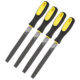 M METERXITY 4-Pack Flat Metal File 6 Inch, High Carbon Steel File Diamond File Hand File W PVC Grip Handle for Wood/Metal/Ceramic/Glass/Stone/Jewelry/Tile/Model/DIY/Sharpening File