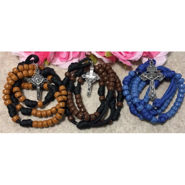 3 Paracord Rosaries, Durable Catholic Rosaries, Handmade