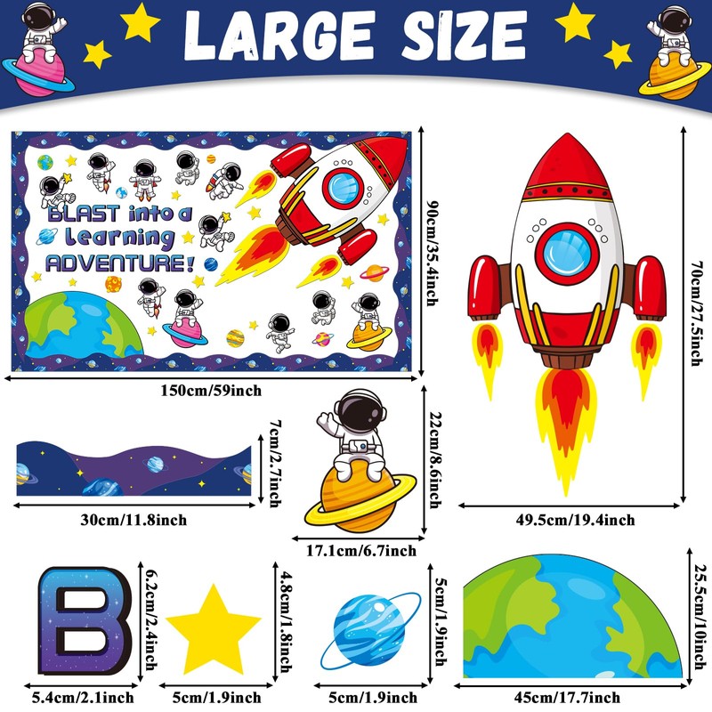 Justforjoyful Outer Space Astronaut Bulletin Board Decorations Space Theme Classroom