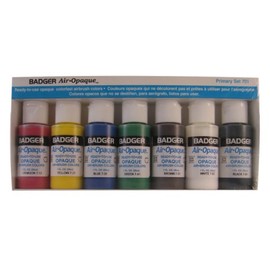 Badger Air-Brush Company Air-Opaque Airbrush Ready Water Based Acrylic Paint, Primary, 1-Ounce Each, Set of 7