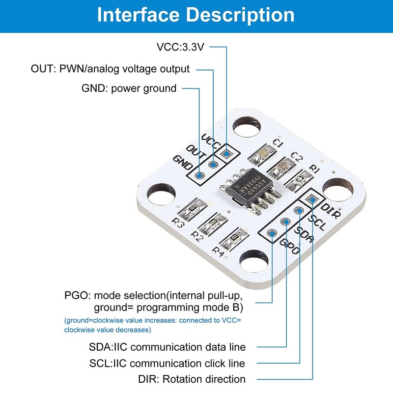 QCCAN 6PCS High Precision AS5600 Magnetic Encoder Magnetic Induction Angle