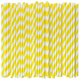 [1000 Count] Yellow Paper Drinking Straws, 7.75 Inch -Restaurant Bulk Pack
