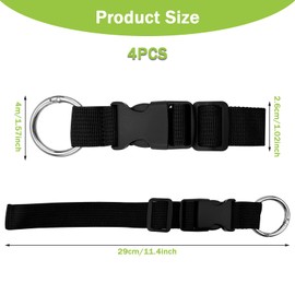4PCS Black Luggage Straps for Suitcases Attach Bags, Adjustable Elastic Connector Strap J Hook Carry Your Extra Backpack, Travel Attachment Travel Accessories for Connecting Your Luggage Jacket