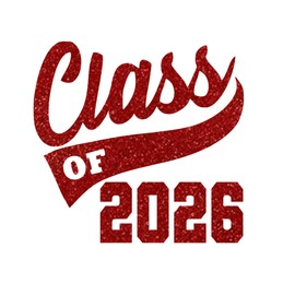 Graduation Iron On Transfer, Class Of 2026 Tshirt Decal, High School College Senior Shirt Sticker, HTV Graduate Patch, Pick Size Color, Iron-On Almost Anything (Red Glitter)