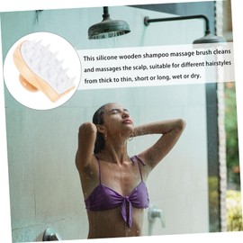 FRCOLOR 2pcs Wooden Handle Shampoo Brush Soft Scalp Massager for Hair Cleansing Natural Material Promotes Hair Growth for Dandruff Removal and Relaxation