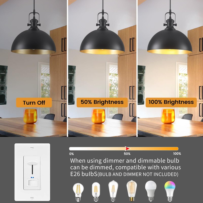LWWHQ Black Pendant Lights Kitchen Island 2 Pack, Farmhouse Kitchen
