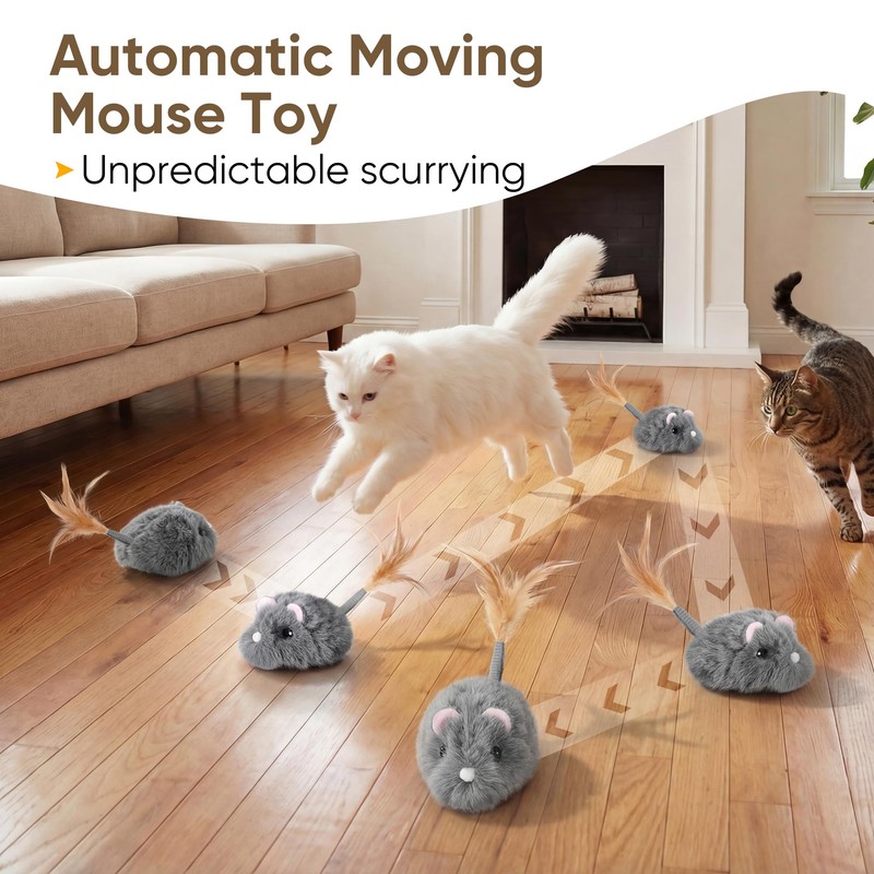 Pawthquake Moving Cat Toy Cat Mouse Toy with Automatically Wagging