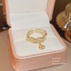 Chunky Yellow Gold Plated Adjustable Rings with Heart and H