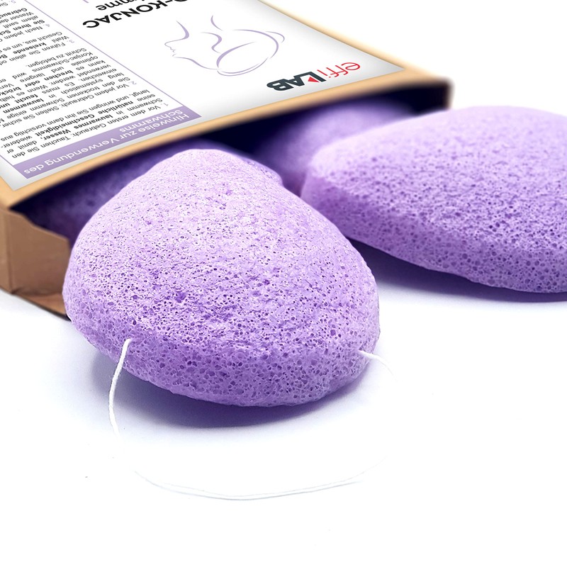 Organic Konjac Sponge for Face with Lavender | Set of