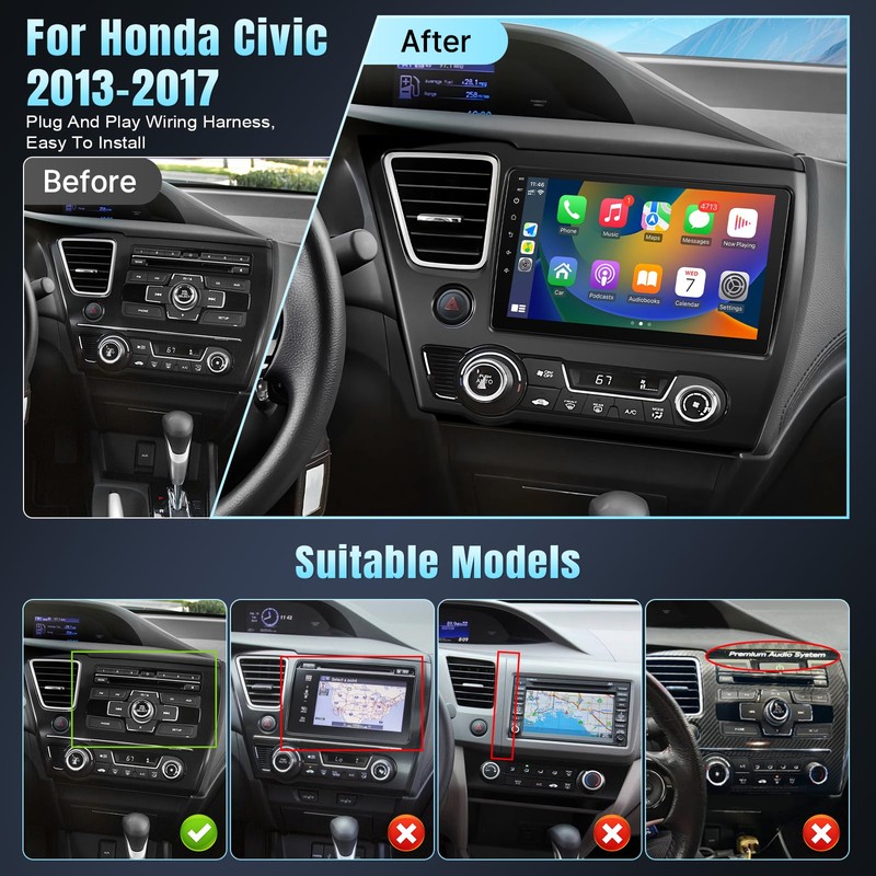 Leadfan Android Car Radio for Honda Civic 2013 2014 2015