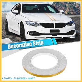 REPAIROCK 0.3" Width 164ft Decorative Strips Waterproof Reflective Tape Sticker Warning Tape Gold Tone for Car Motorcycle Auto Replacement Parts