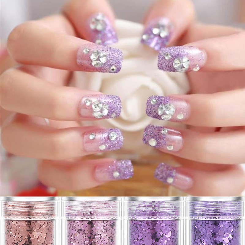 QEZEZA グリッター ラメ ホログラム キラキ 容器入り ネイル パウダー 工芸品 手芸