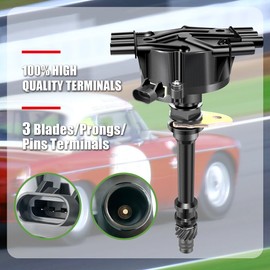 MAS Ignition Distributor and 6Pcs ACDelco Platinum Spark Plugs & Wires Compatible with Chevy GMC 4.3L V6 Vortec OEM #12570426 1103417 1104078 1103976 1103917 12598210 01104078 93441559