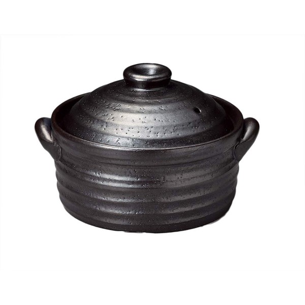 Sanko IH Rice Pot, Black Glaze Metal, Banko Ware Rice Pot, For IH