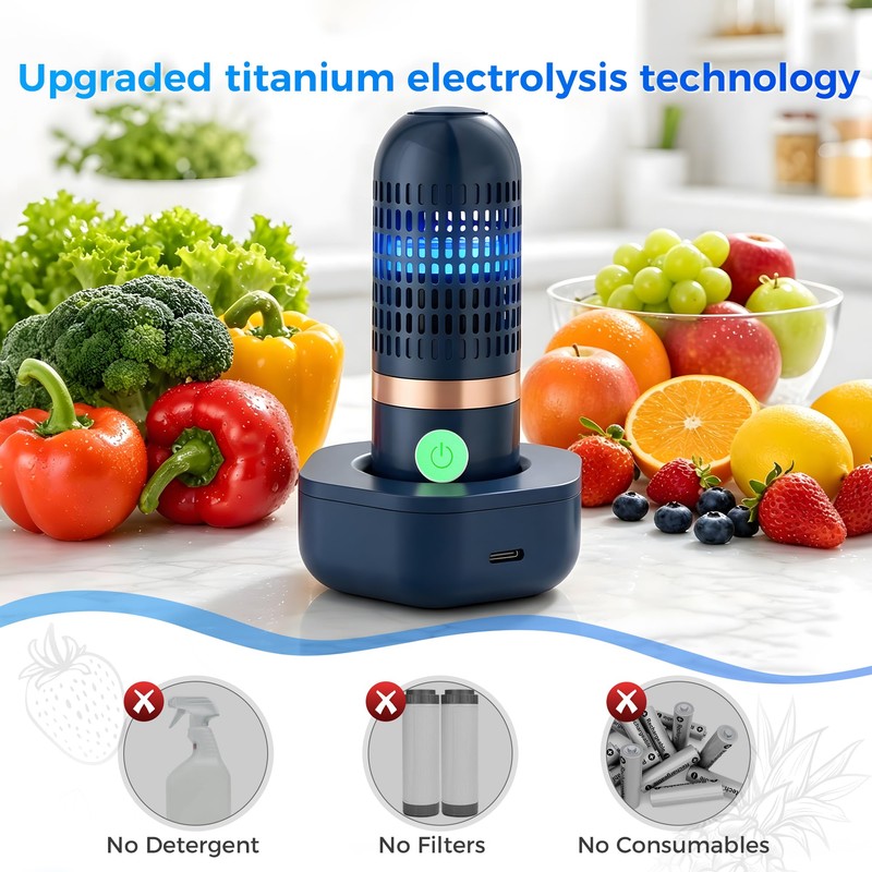 Portable Fruit Washer & Vegetable Cleaner, Wireless Produce Cleaner Blue