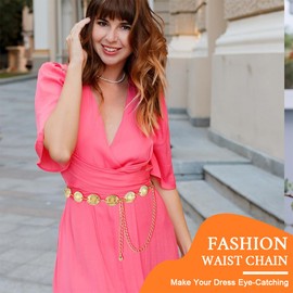 AFCJLTO 1 x metal chain belt with daisy design, adjustable for women's outfits, perfect for country concerts and dresses, western waist chain for cowgirls