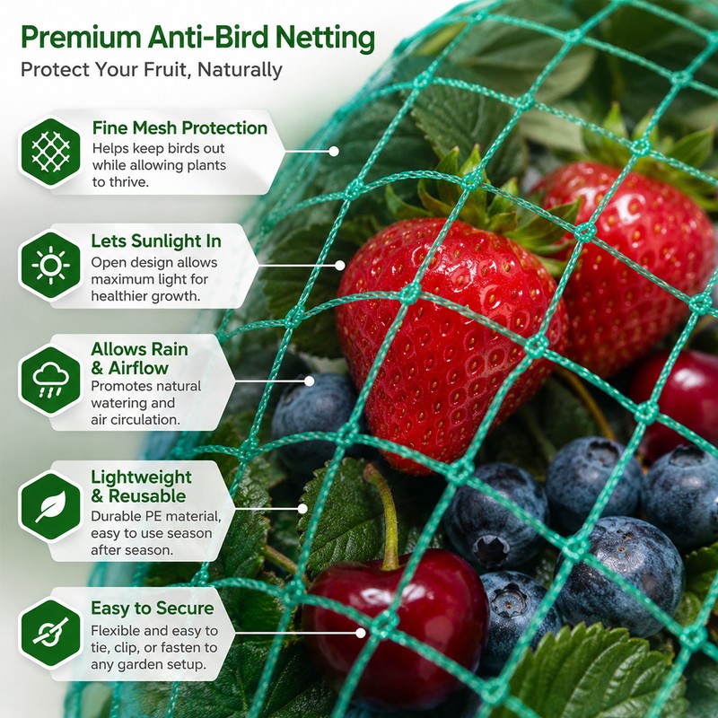 Garden Bird Netting for Plant Protection – Cut-to-Fit PE Mesh