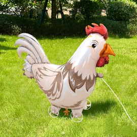 Walking on Wheels Chicken Balloons Kids Toys Rooster Mylar Foil Balloons Children Gift Toys,Chicken Farm Animal Theme Baby Birthday Party Decorations Supplies (Rooster on Walking)
