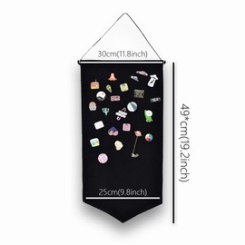 Bustlwor Enamel Pin Wall Display Banner, Cotton Hanging Banner with Wooden Hanger for Display Pins for Indoors, Baby Shower, Wedding, Graduation