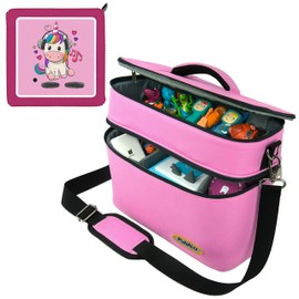 PUNALU Large Bag for Toniebox Including Protective Film Suitable for Toniebox, Space for 68 Tonies, Set Toniebox Bag + Toniebox Sticker (Pink)