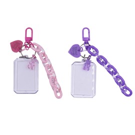 JUMISEE 2 PCS Clear Acrylic Kpop Photocard Holder with Keychain, Mini Film Picture Frame Card Holder Protector