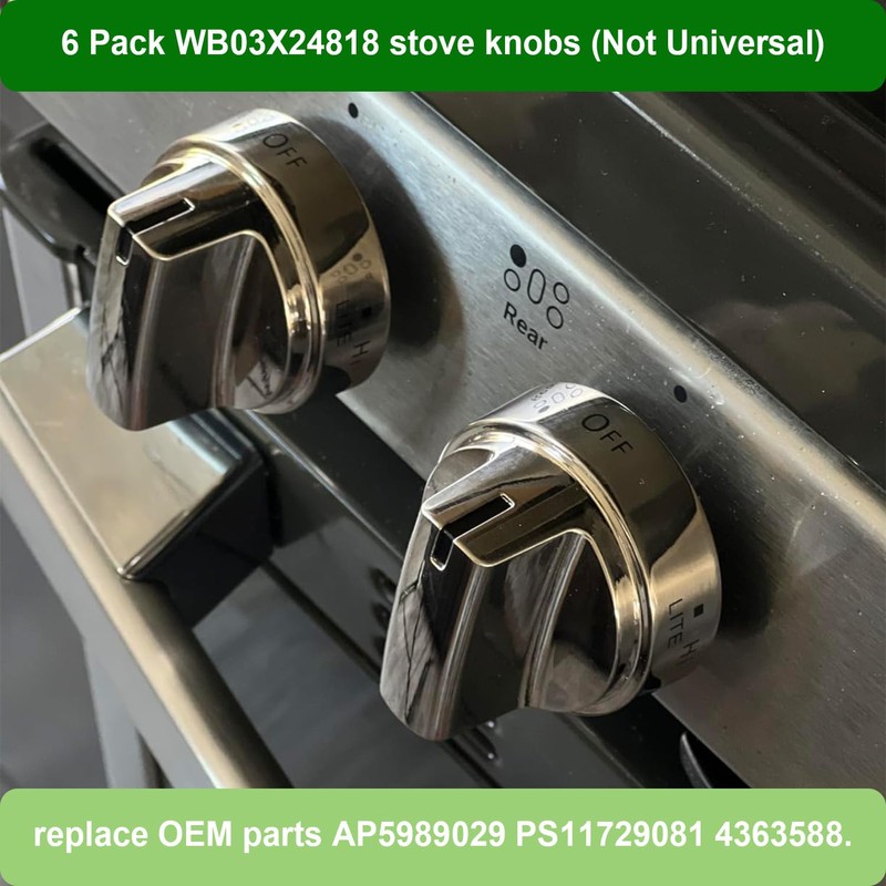 6 Pack WB03X24818 Stove Knob,Gas stove Knobs Replacement for GE